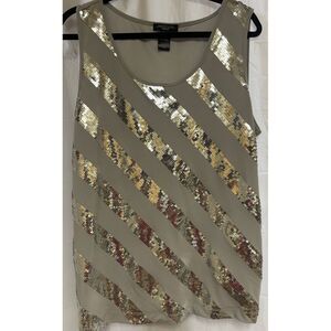 Notations  Women's Dressy‎ Top Size 2X Sleeveless Silver With Sequins NWT